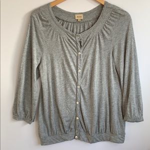Ella Moss (Anthro) 3/4 sleeve gray cardigan top